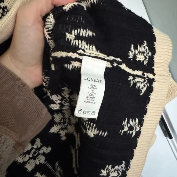 THE GREAT. The Garden Lodge Cotton Cream and Black Floral Cardigan - Picture 8 of 10